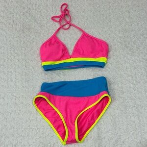 Pink Lily Retro Neon High Waisted Bikini NWOT - See Description